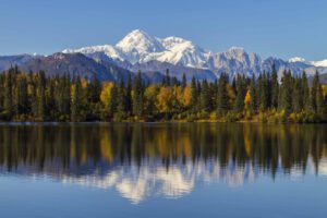 Byers Lake Alaska Fall with Mount McKinley, Denali, background