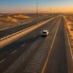 Estrada musical no deserto dos Emirados Árabes Unidos