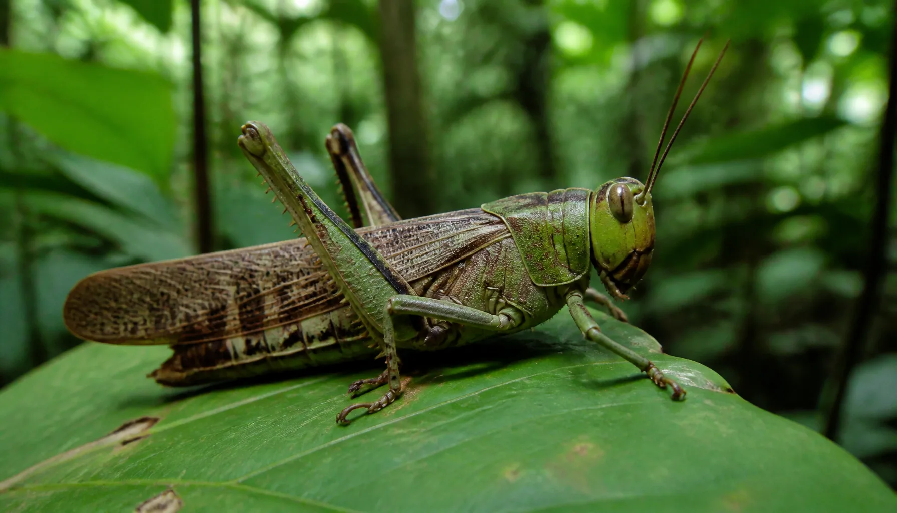 Gafanhoto Amazônico Tem Macho Identificado 206 Anos Depois da Fêmea 2 Gafanhoto amazônico da espécie Proscopia gigantea em folha na floresta