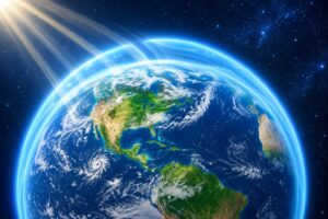 Dia Internacional da Camada de Ozônio: Entenda a Data de 16 de Setembro 17 Ilustração da camada de ozônio protegendo a Terra, representando o Dia Internacional da Camada de Ozônio